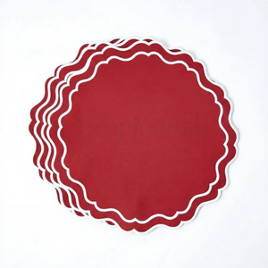 Factory OEM ODM Embroidered Letters <strong>Scalloped</strong> Placemat <strong>Linen</strong> <strong>Napkins</strong> Scallop Edge Table <strong>Napkins</strong> for Weddings <strong>Napkin</strong> Cotton <strong>Linen</strong> - Product Image 3