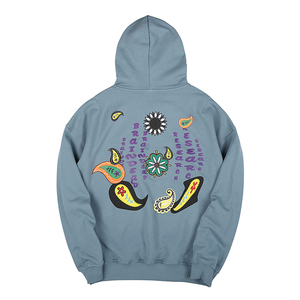 Sudadera con Capucha Azul Claro para Hombre, Logotipo Paisley Bordado en la Parte Delantera, Corte Regular Informal, Tejido de Algodón y Felpa Lavada para Invierno - Product Image 2