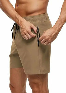 Shorts d'été pour hommes, séchage rapide, décontractés, athlétiques, pour la gym, la plage, en polyester et coton, avec poches zippées, shorts pour hommes personnalisés - Product Image 6