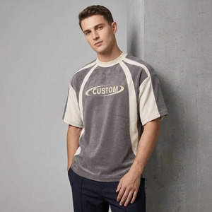T-shirt Homme Oversize Streetwear Personnalisé avec Logo, Color Block, Panneaux et Patchwork – Vente en Gros OEM - Product Image 2