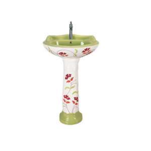 Modern Style Pedestal <b>Sink</b> in High-Quality Classic Ceramic with Rounded Square Porcelain <b>Drainer</b> - Product Image 2