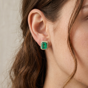 Precious High Quality <b>Emerald</b> Cut Diamond Geometric 14k Solid Yellow Gold Handmade Women <b>Stud</b> <b>Earrings</b> Wedding Gift Jewelry - Product Image 6