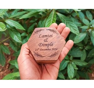 Caja de Anillos de Boda en Forma de Corazón, Color Personalizado, Logotipo Personalizado, Hermosa Tapa de Madera Individualizada, Estilo Clásico para Guardar Anillos de Compromiso - Product Image 3