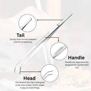 High Quality Eco-Friendly Stainless Steel Culinary Tongs TWEEZERS9 Model Premium Sale Utensils Offset Fine Tip Saute Food - Product Image 2