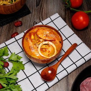 Bol de service décoratif classique en bois massif fait main, sans plomb, en bois naturel, pour salade et fruits, compatible lave-vaisselle, idéal pour les fêtes - Product Image 1