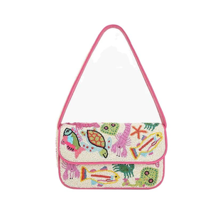 Sac à main brodé de perles de qualité supérieure, motif rose, avec sangle réglable, fait main, multi-usages, couleur et logo personnalisables - Product Image 3