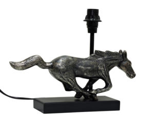 Lampe de table vintage en argent motif cheval au galop - Lampe de chevet en aluminium style antique Mustang pour la décoration de la maison et du bureau - Product Image 4