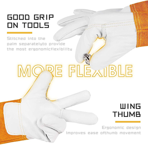 ถุงมือเชื่อมหนังแพะกันบาด ทนความร้อน สำหรับงานเชื่อมทิก - Product Image 4