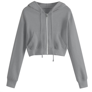 Haut court à capuche décontracté pour femme, manches longues, haute qualité, écologique, séchage rapide, respirant, mode, extérieur - Product Image 6
