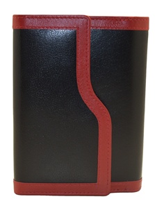 Cartera Trifold Unisex de Cuero PU Negra con Ribete Rojo, Cierre de Broche, Estilo Minimalista para Uso Diario - Product Image 4