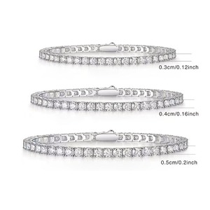 Women's Hiphop Moissanite Tennis Bracelet Round Brilliant Cut Claw Setting 14K White <b>Gold</b> Plated Wedding Gift Jewelry - Product Image 6