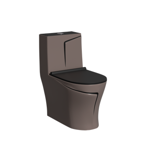 WC monobloc moderne marron en céramique, chasse d'eau Tornado, cuvette allongée, fixation au sol, design sans bride, siphon en S/P pour usage hospitalier - Product Image 3