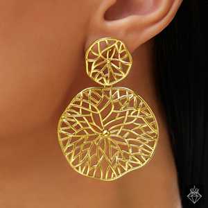 PRAO Boucles d'oreilles fines Danglers ronds inégaux avec caractéristique anti-ternissement - Product Image 3