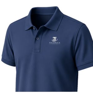 Men's Navy Blue Short Sleeve Polo Shirt with Embroidered Logo <b>Classic</b> Fit Collared Casual & Office Wear - Product Image 3