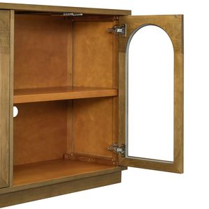 TREXM 4-Door Large Storage Buffet Cabinet Adjustable <b>Shelves</b> Arched <b>Kitchen</b> Dining Room Display & China Cabinets Glass Doors - Product Image 2