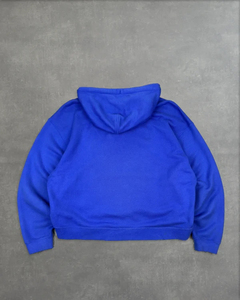 เสื้อฮู้ดดี้ผู้ชายไซส์ใหญ่ สีน้ำเงินล้วน ผ้าฝ้ายเฟรนช์เทอร์รี่ สวมใส่สบายๆ สำหรับฤดูใบไม้ร่วง ดีไซน์กระเป๋าโลโก้ด้านหน้า - Product Image 4