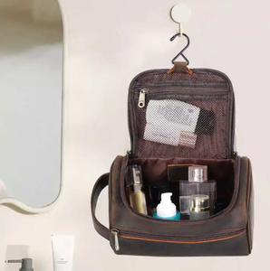 Neceser de Viaje con Doble Cierre, Bolsa de Aseo para Hombre con Bolsillo para Teléfono, Bolsa de Cosméticos de Cuero para Hombre, Bolsa de Aseo Casual - Product Image 6