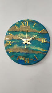 Làm bằng tay Nhân Tạo Vàng có dấu Epoxy nhựa đồng hồ treo tường trang trí nhà thiết kế độc đáo với nhựa đầy màu sắc thủ công đánh bóng - Product Image 3