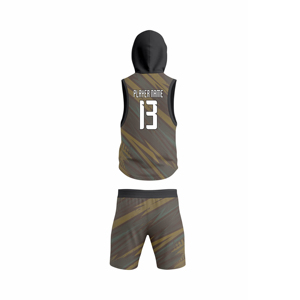 Ensemble de maillot de football sans manches à capuche personnalisé sublimé, imprimé rayé, respirant, à séchage rapide, unisexe, adulte - Product Image 3