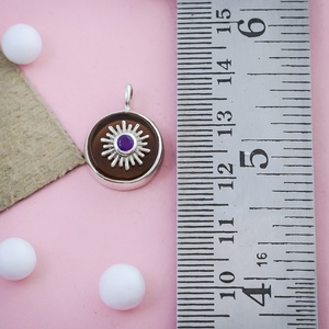 Colgante Clásico de Plata de Ley 925 con Diseño de Sol y Luna, con Amatista y Cuarzo Ahumado, Joyería Fina con Piedras Preciosas, Fabricante de Joyas - Product Image 3