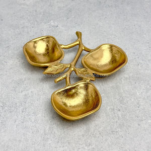 Haute demande personnalisé décor à la maison 3 sections branche bol moderne texturé laiton pomme argent mobile émaillage métal artisanat - Product Image 2