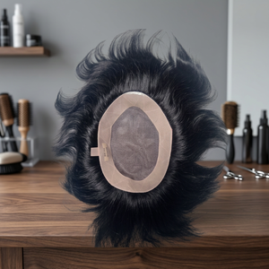 Toupee de Cabello Remy Indio Liso, 130% de Densidad, Base de Encaje Mono, Parte Central, Nudos Invisibles, Textura de 8mm - Product Image 1