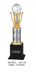 Trophée en métal avec base en bois noir et colonne argentée gravée au laser pour événements sportifs, design durable - Product Image 5