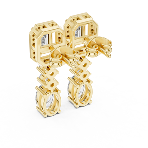 Boucles d'oreilles UNIQUE en or jaune 18 carats plaqué rhodium avec diamants de laboratoire à taille mixte, pour femme, idéales pour les soirées de luxe et les cadeaux - Product Image 3