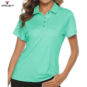 Chemises de golf pour femmes en coton satiné tricoté uni, décontractées, avec logo personnalisé et service OEM - Product Image 1