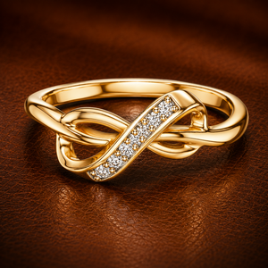 แหวนเพชรทรงกลมเจียระไนแบบ Infinity ทองคำแท้ 14K DEF VVS แหวนหมั้นคลาสสิก เครื่องประดับชั้นดี ขายส่ง - Product Image 1