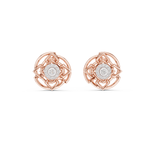 ต่างหูเพชรทรงวินเทจแบบฉลุลาย ประดับเพชรแล็บโกรว์ ตัวเรือนทองคำโรสโกลด์ 18 กะรัต เหมาะสำหรับงานหมั้น งานแต่งงาน งานเลี้ยง ของขวัญวันวาเลนไทน์ ใช้ได้ทุกวัน - Product Image 1