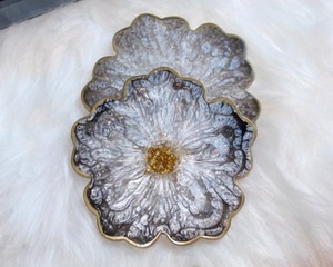 Handmade Resin <b>Epoxy</b> Coaster Set Luxury Art Deco Design Lightweight Home Decor Dining <b>Table</b> Gift From India - Product Image 2