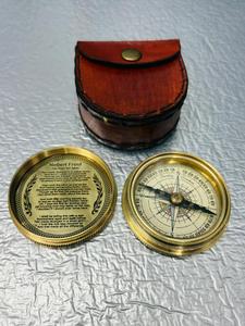 Compas en laiton de 2 pouces avec calendrier et poème, étui en cuir gaufré, fait main, durable, moderne, pour usage professionnel, cadeau promotionnel, OLD WORLD TREASURE - Product Image 6