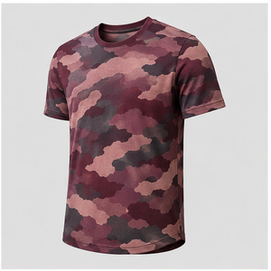 เสื้อยืดคอกลมแขนสั้นลายพรางพิมพ์ลายกุหลาบไวน์แบบกำหนดเองสำหรับผู้ชาย รุ่น MTS-CAMO-0035 - Product Image 3