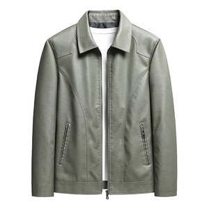 All-New Premium Quality Coated Woven Stand Collar Men's Autumn <b>Leather</b> Varsity <b>Jacket</b> Custom Plus Size Front Hooded Pockets - Product Image 3