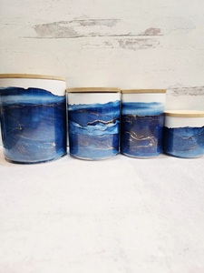 Artistic Ocean Wave <b>Storage</b> Canister Tight Seal Lid Freshness Lock Durable Build Space Saving Stylish <b>Kitchen</b> <b>Storage</b> - Product Image 5