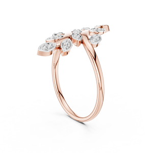 DEWDROP LEAF LAB GROWN DIAMOND <b>RING</b> <b>SET</b> 18KT ROSE <b>GOLD</b> RHODIUM PLATED BRILLIANT CUT ENGAGEMENT WEDDING PARTY VALENTINE GIFTING - Product Image 4