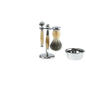 Kit de rasoir de sécurité Prestige à lame unique, brosse à raser en poils de blaireau pur, manche en bois, pour le visage/le corps/le maillot, support de rasage inclus - Product Image 3