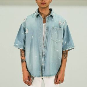 Chemises pour hommes en denim bleu Signature Fashion, manches longues, respirantes, en coton, coupe classique, décontractées - Product Image 1