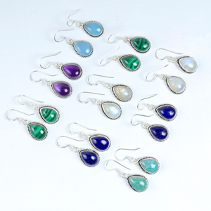 Pendientes de Lágrima de Piedras Preciosas Naturales al por Mayor, Pendientes Colgantes de Plata de Ley 925 con Múltiples Piedras, Proveedor de Joyería Artesanal Hecha a Mano - Product Image 3
