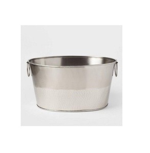 Cubeta para Hielo de Acero Inoxidable, Enfriador de Vino Redondo Pulido, Recipiente para Bebidas con Asas - Product Image 4