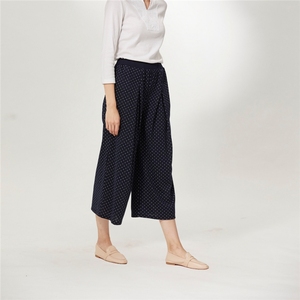 ODM algodón poliéster cintura elástica pantorrilla longitud pantalones para damas - Product Image 5