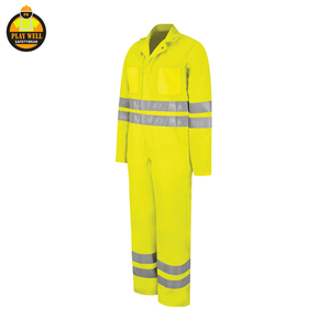 Pure Cotton Reflective Overall Work <b>Clothes</b> with Multiple Pockets for Hi Vis Safety Coveralls - Product Image 1