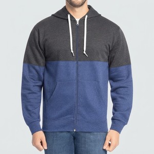 Sweat-shirt à capuche zippé pour homme, coupe classique, décontracté, avec poche, en tissu French Terry bleu-gris, idéal pour l'automne - Product Image 5