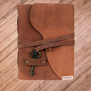 Antique Key Leather Bound Journal Travel Dairy Handmade Wood-free White Cotton Rug Paper Leather Customized Logo Spiral Journal - Product Image 1