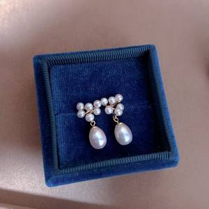 Boucles d'oreilles en perles de style français, luxe léger, avec pendentif en forme de goutte d'eau, personnalité de niche, accessoire inspiré d'INS - Product Image 3