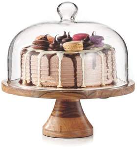 Plato Giratorio para Cupcakes con Tapa de Cristal, Base de Bambú y Plato Giratorio - Product Image 5