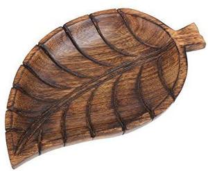 Plateau de service en bois artisanal en forme de feuille, plateau décoratif pour collations, décoration de table rustique style ferme - Product Image 3