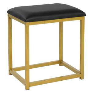 Sgabello da toeletta nero con specchio illuminato, sedia imbottita in legno massello per casa e hotel, gambe in metallo, contenitore integrato - Product Image 1