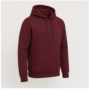 Customize <b>Maroon</b> <b>Mens</b> Modern Straight Pullover <b>Hoodie</b> Tonal Drawcord Kangaroo Pocket Garment-Washed Cotton Fleece MHOOD-0049 - Product Image 4